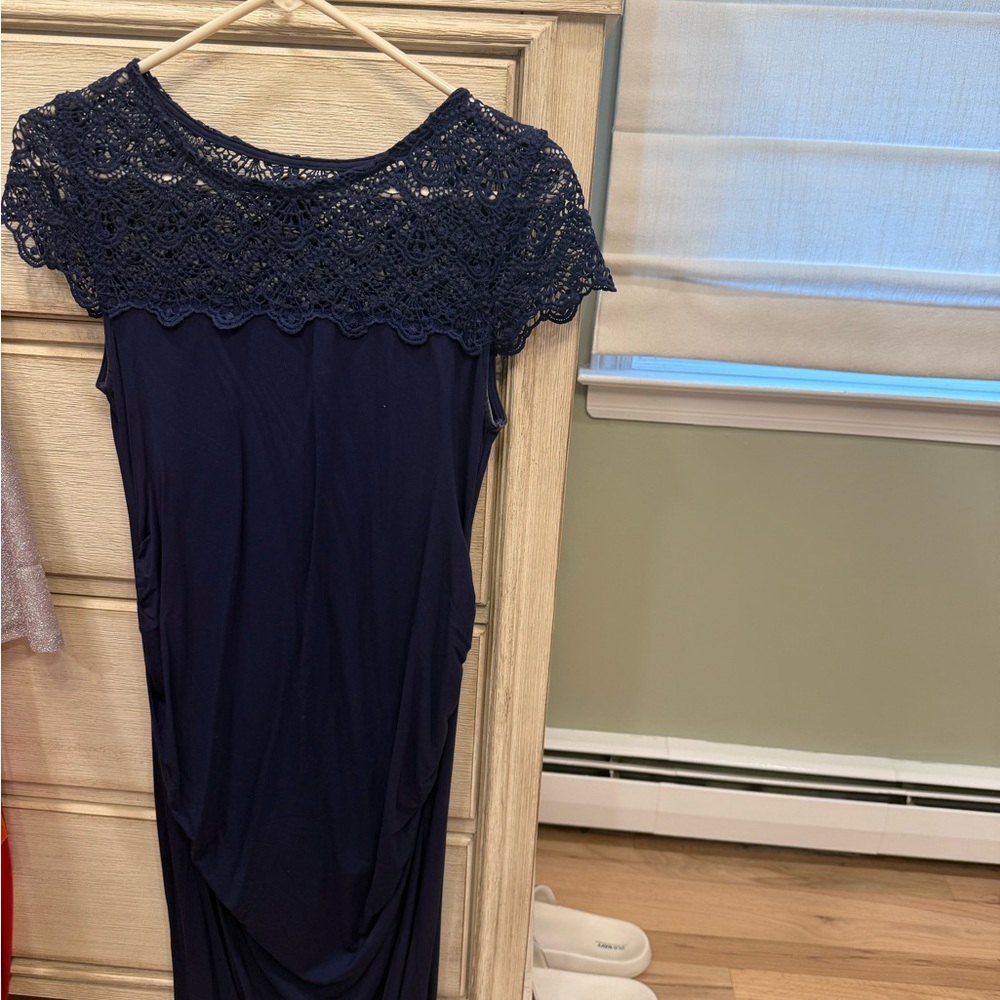 Elegant Navy Lace Dress
